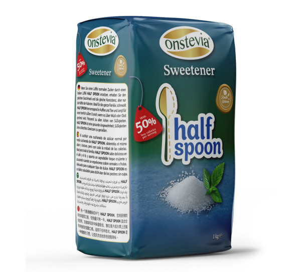 ONSTEVIA HALF SPOON SWEETENER WITH STEVIA AND WHITE SUGAR – 1KG